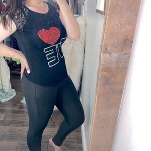 Jennifer Lauren black sequins Love T-shirt size juniors large